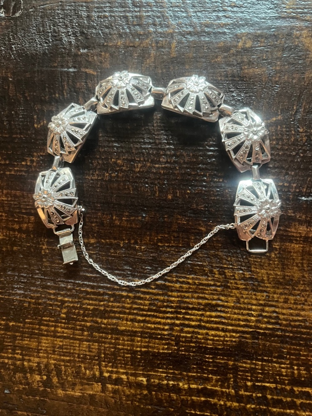 Vintage Artel Sterling Silver Marcasite Bracelet Art Deco Style